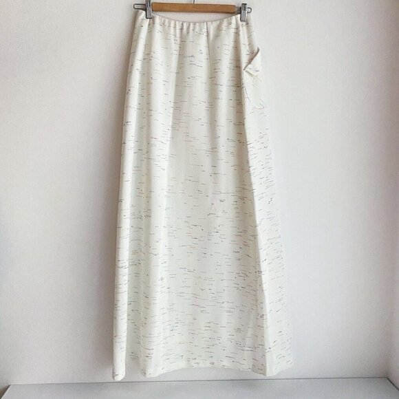 Vintage Knit White Colourful Geometric Detail Button Front Patch Pocket Skirt S - Picture 6 of 9